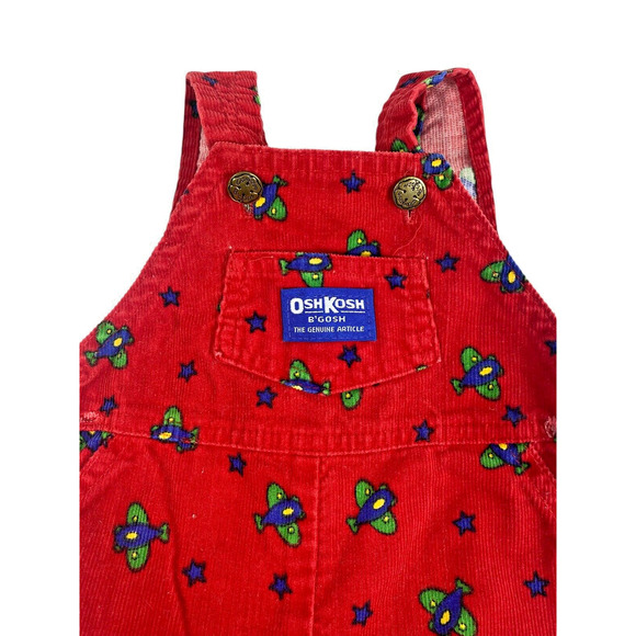 Oshkosh B'Gosh Baby Overalls 6-9M Baby Plane Airplane Corduroy Footed Vintage - Picture 3 of 12